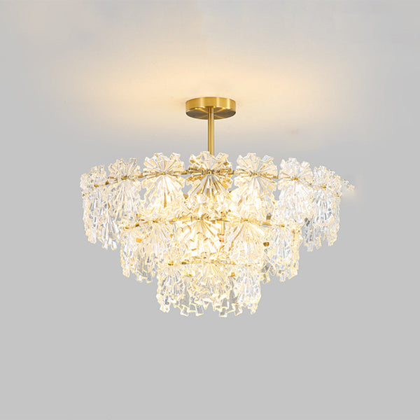 Kristy Elegant Gold Pendant Light 3 Rings, Metal/Glass