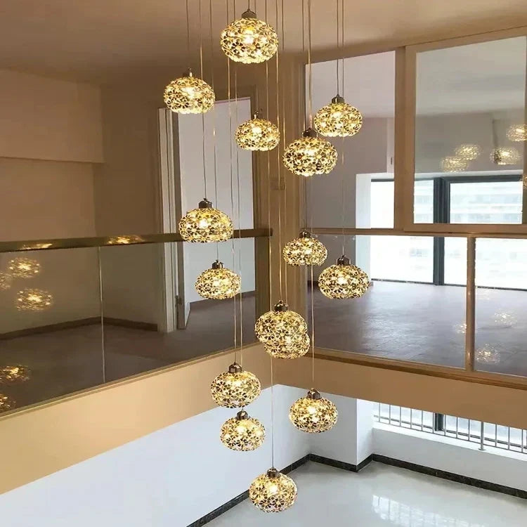 Modern Stainless Steel Petal Chandelier for Staircase