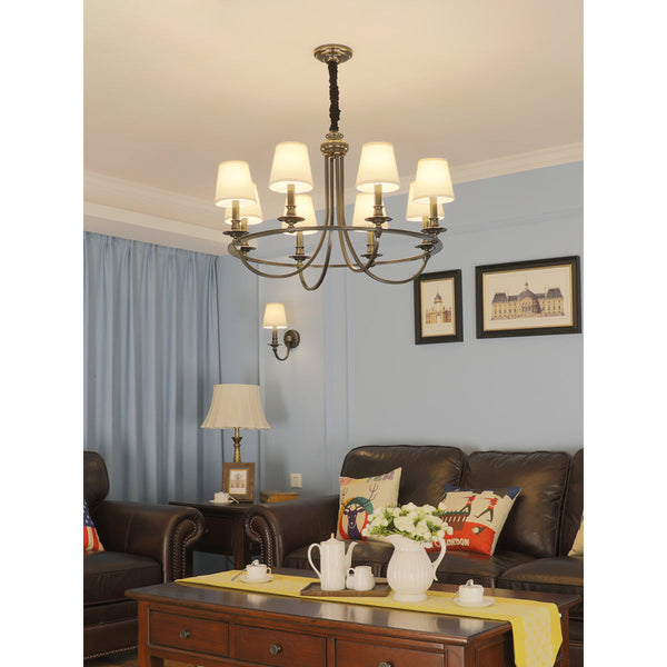 Plume Vintage Elegance Brass Fabric Chandelier