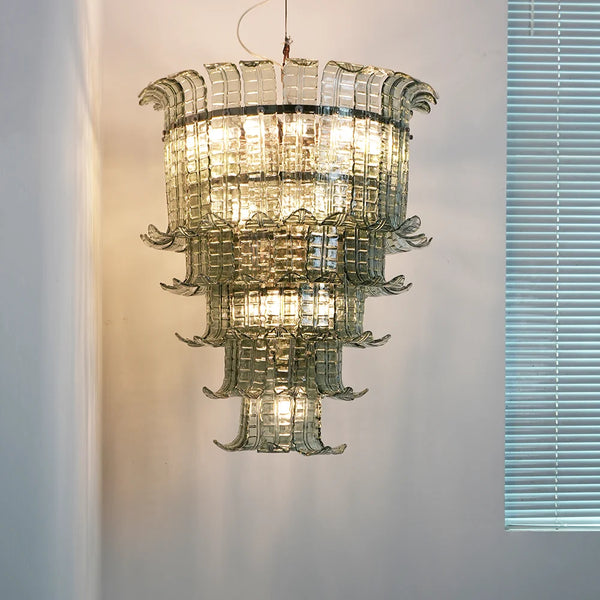 Elegant Leaf-Shaped Murano Glass Chandelier