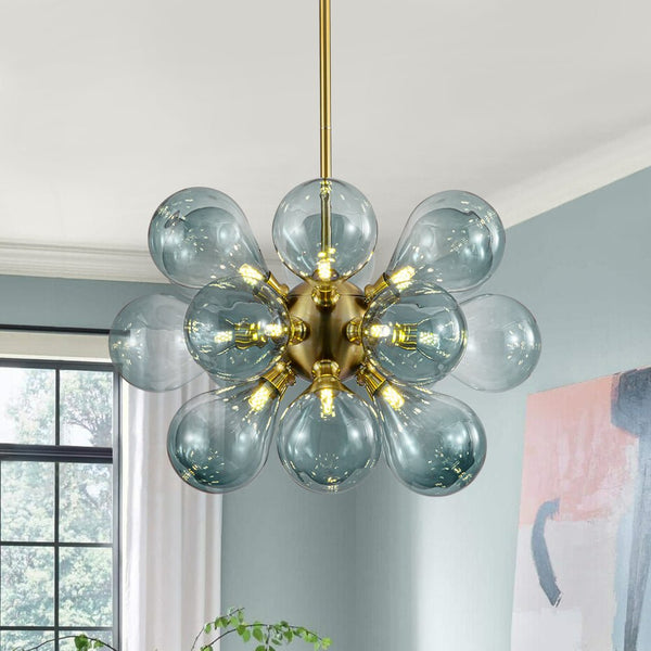 Odin Scandinavian Blue Glass Chandelier