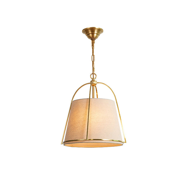 Yonder Traditional Classic Brass Fabric Pendant Lamp