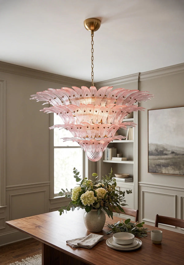 Murano Palmette Pink Chandelier