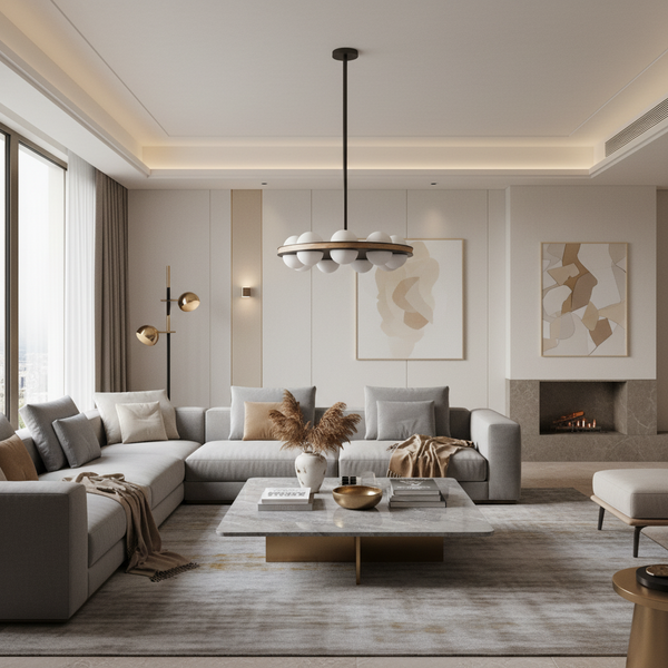 Brass & Wood Chandelier | CLHTL025