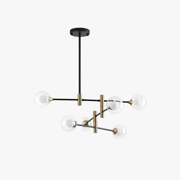 Valentina Nordic Spherical Bubble Metal/Glass Chandelier, Black/Gold