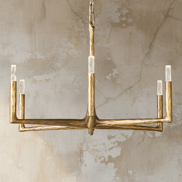 Linear Forged Brass & Crystal Chandelier | CLRE0079C