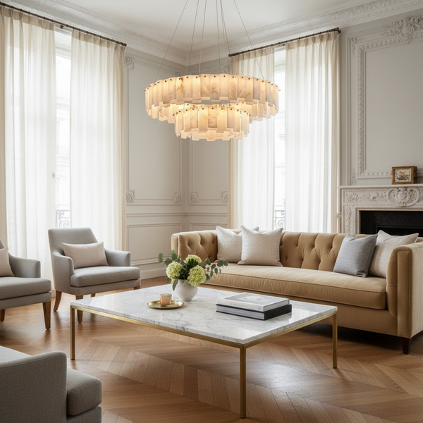 Double Round Alabaster Chandelier | CLFRT05820