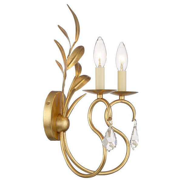 Zerinos Leaf Shape Brass Crystal Sconces Wall Lamp