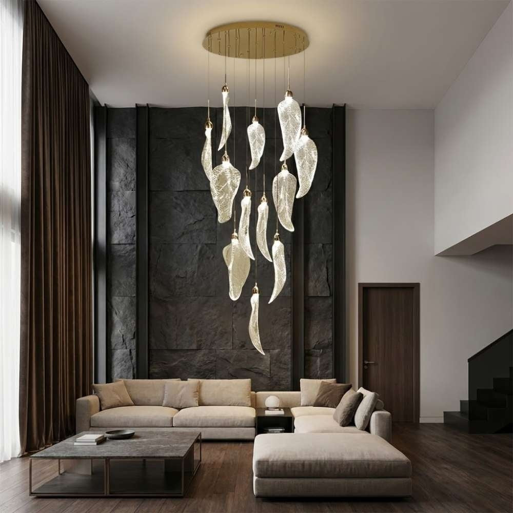 Elyorn Leaves Design High Ceiling Foyer Chandelier