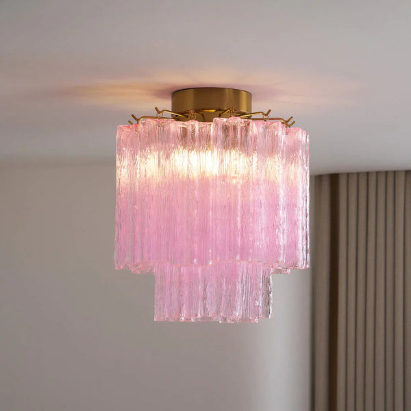 Pink Glass Tubes Ceiling Lamp