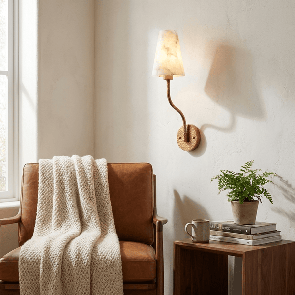 Corwin Hammered Brass Cone Sconce