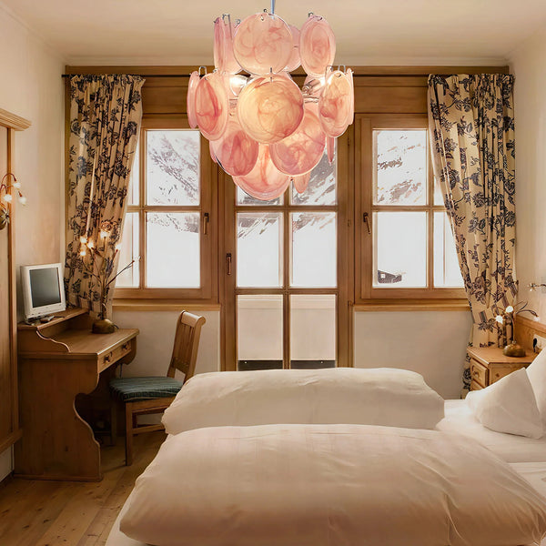Vintage Pink Discs Chandelier