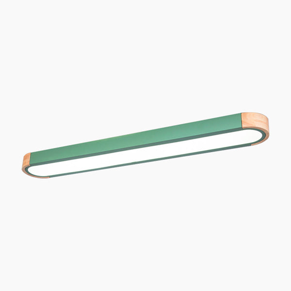 Flush Mount Ceiling Light Minimalist Rectangular Macaron, Wood Acrylic