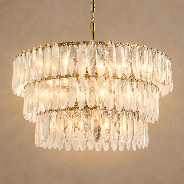 Swirled Glass Chandelier | 3-Tier Large | CLSWL098BR
