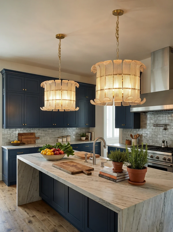 Lavinia Scrolled Glass Palm Chandelier