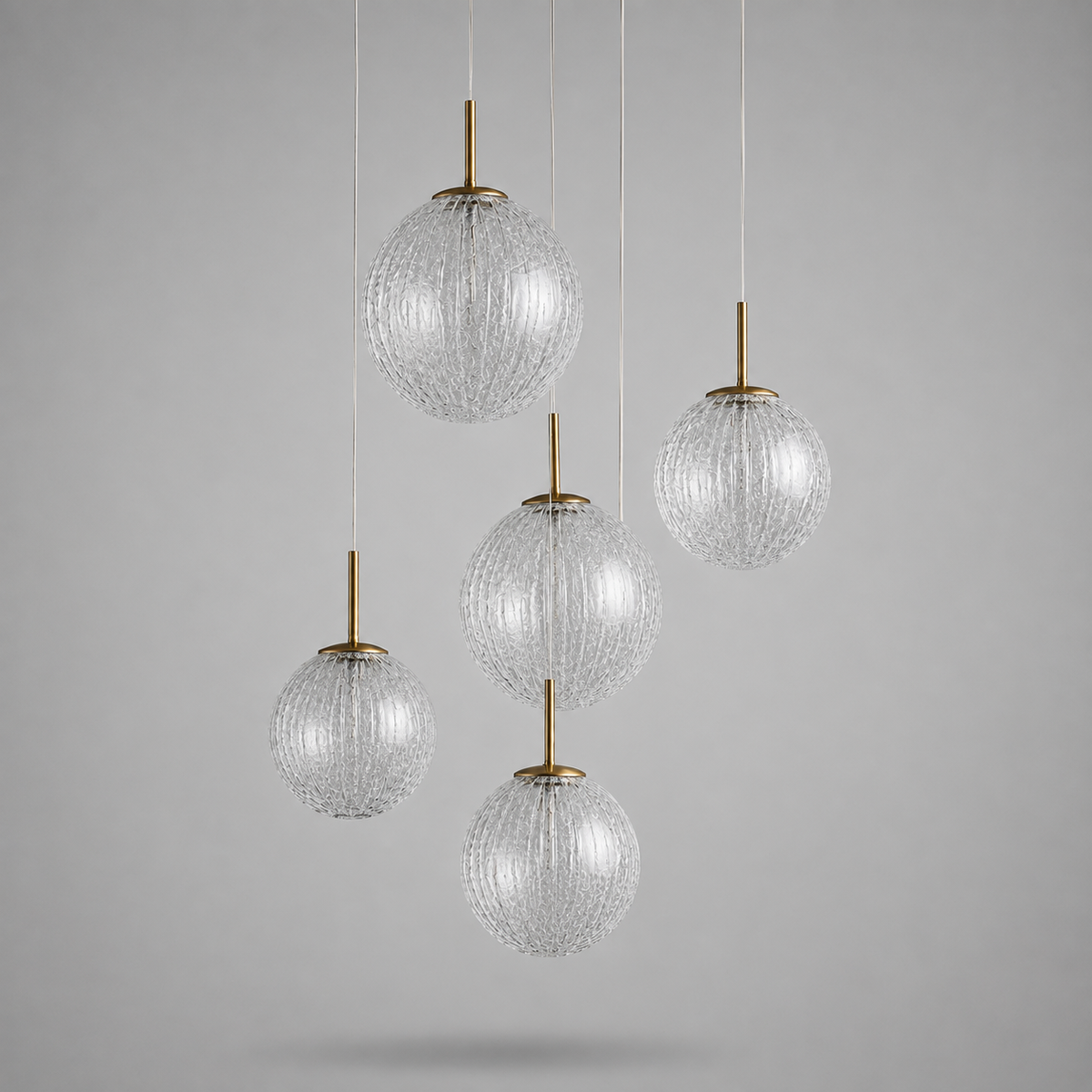 The Chromia Pendant | 5-Light Colored Glass & Brass | CLND008