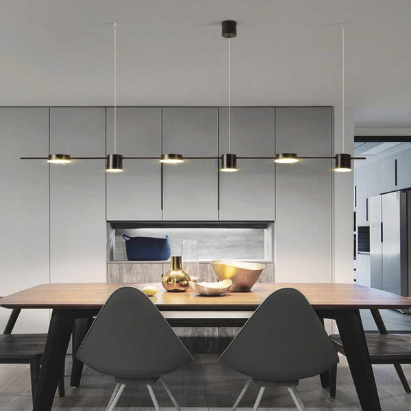 Chandelier Minimalist Linear Multi-Light Dimmable LED, Gold/Black