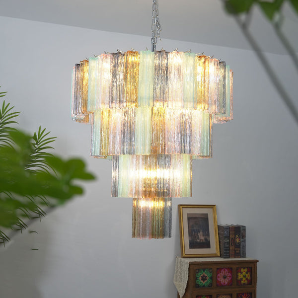 Multicolor Tronchi Murano Glass Chandelier