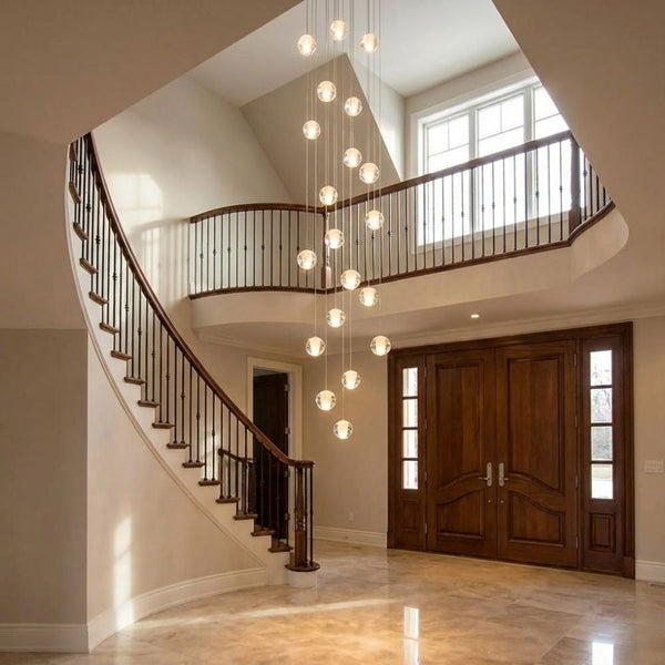 Modern Crystal Glass Bubble Chandelier for Foyer