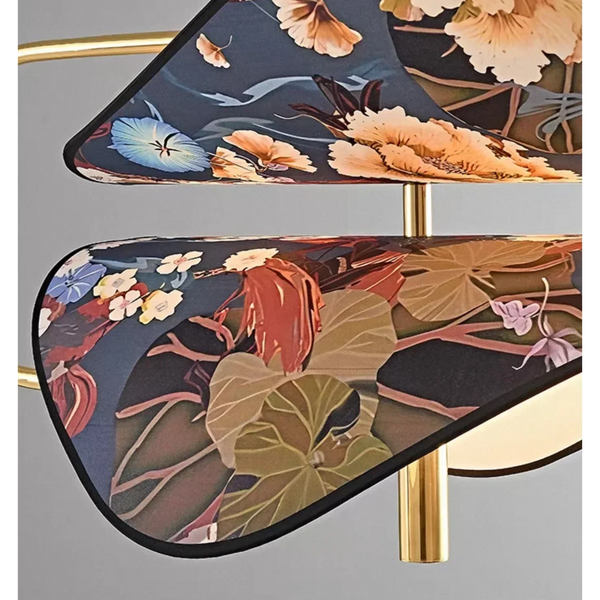 Floral Fabric & Brass Pendant | Blue | CLFTAKI551