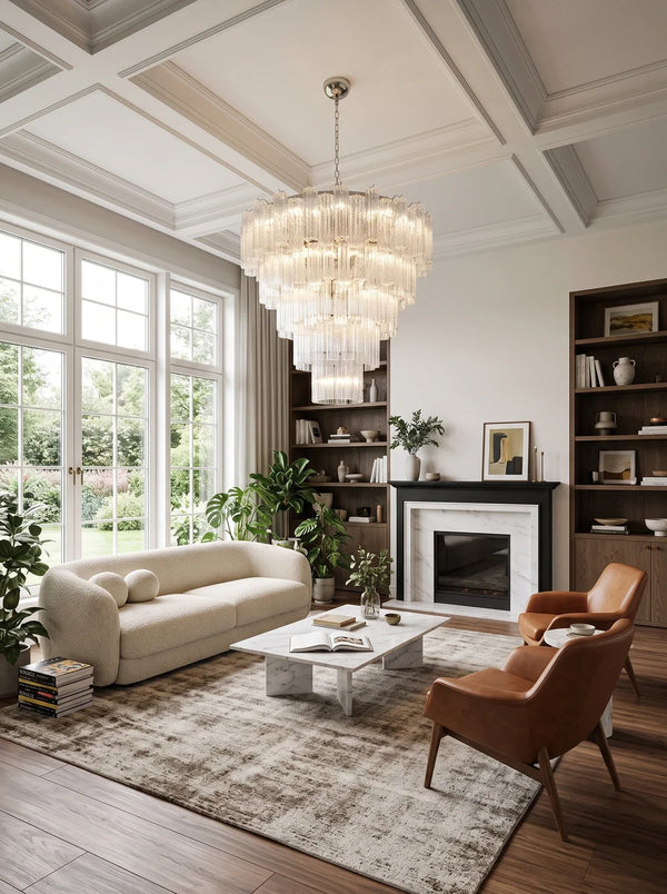 Calista Clear Textured Glass Tiered Chandelier