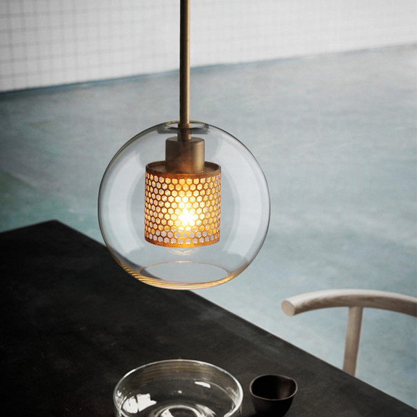 Clear Glass Ball Pendant Light for Dining Room