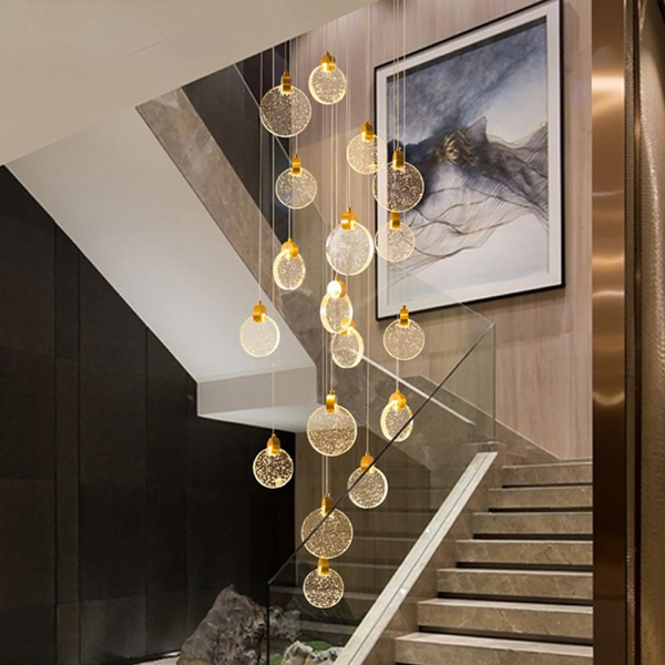 Kristy Luxury Circular Ripple Round Crystal Golden Chandelier