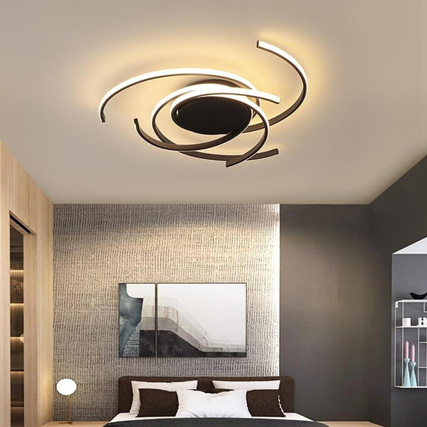 Arisha Modern Multi Arc Linetype Ceiling Light,Black/White