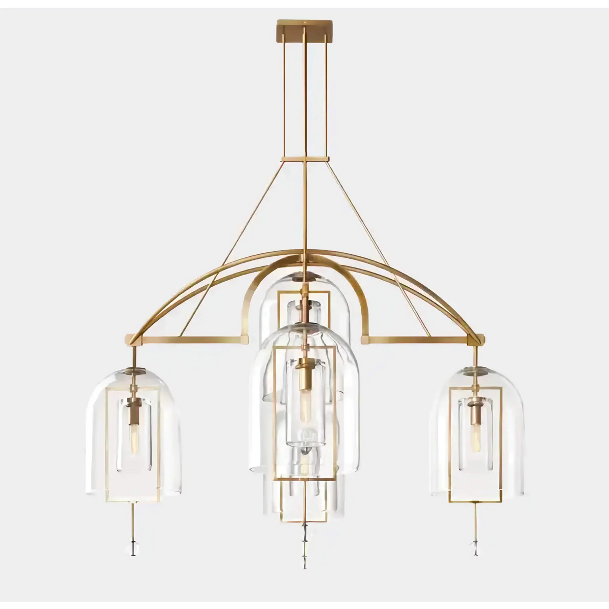 Art Deco Brass & Glass Chandelier | CLZZZTYA