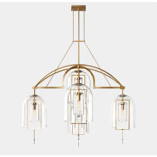Art Deco Brass & Glass Chandelier | CLZZZTYA