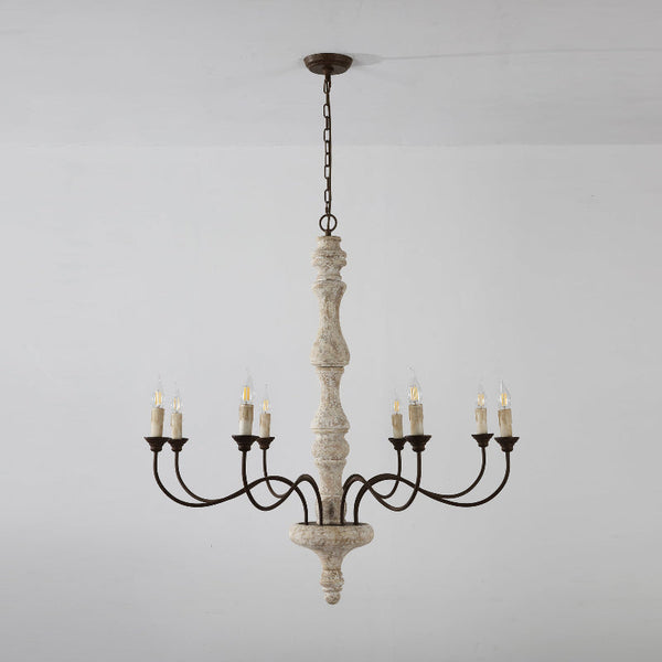 Emirel Vintage 8-Light Candle Wooden Chandelier