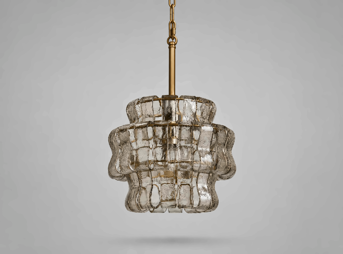 The Bellatrix Pendant | Clear Textured Glass & Brass | CLND023
