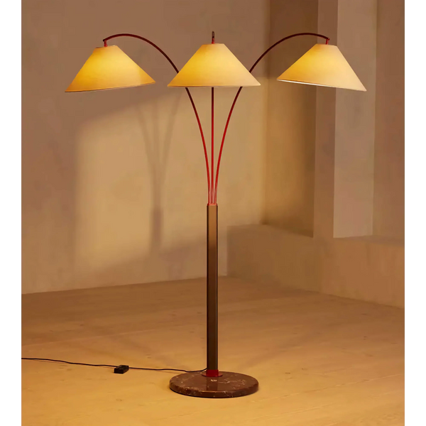 Triple-Arm Marble & Linen Floor Lamp | CLPSK025