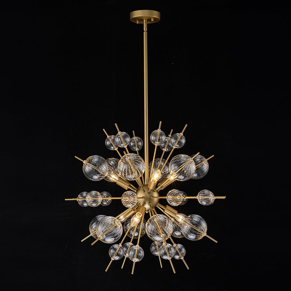 Yrvuvya Ribbed Globe Bubble Sputnik Glass Sunburst Chandelier