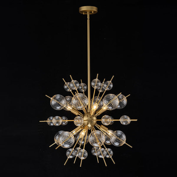 Yrvuvya Ribbed Globe Bubble Sputnik Glass Sunburst Chandelier