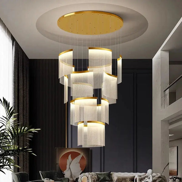Nordic Ceiling Stair Chandelier Gold/Black