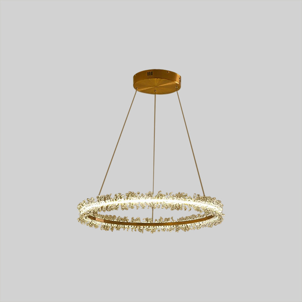 Modern Circular Pendant Light with Crystal for Living Room
