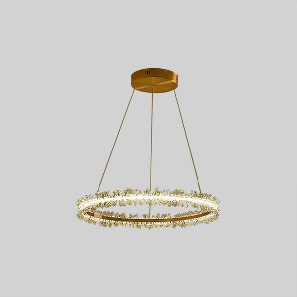 Modern Circular Pendant Light with Crystal for Living Room