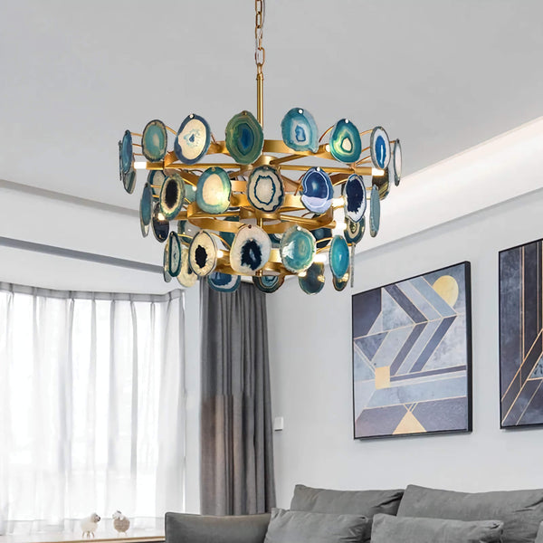 Green Agate Semi-Flush Chandelier | CLAGT045