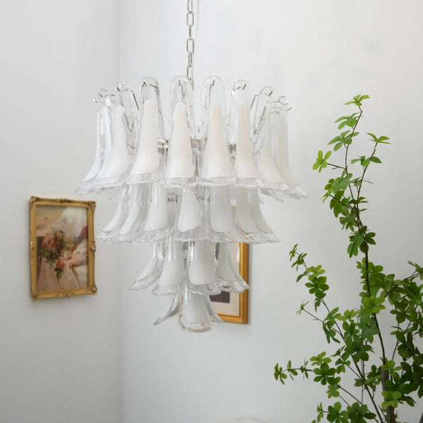 Vintage Clear Glass Petals Chandelier
