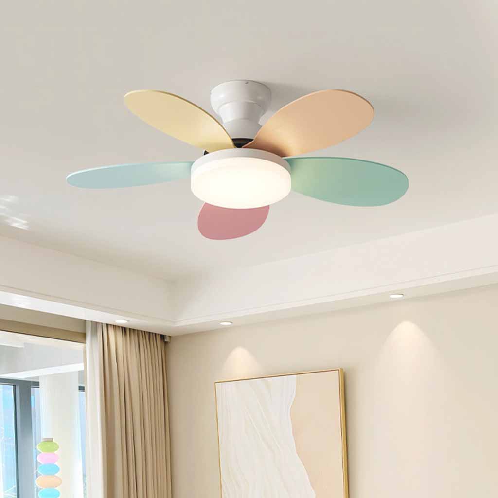 Colorful 5 Blades Kids Room Ceiling Fan with Light