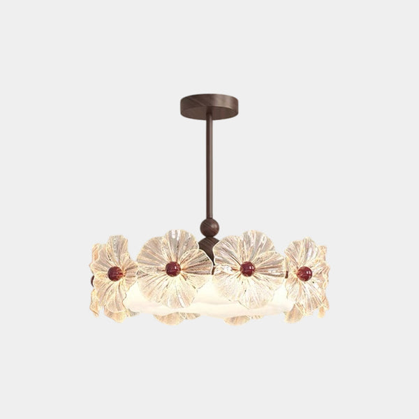 Round Flower Chandelier / Ceiling Light Glass Vintage