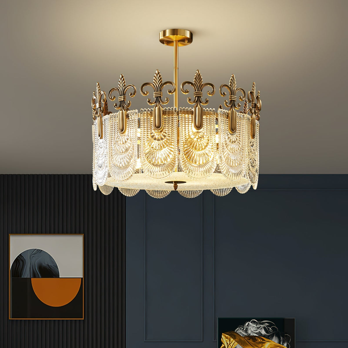 Cashaor Postmodern Luxury Brass Glass Chandelier
