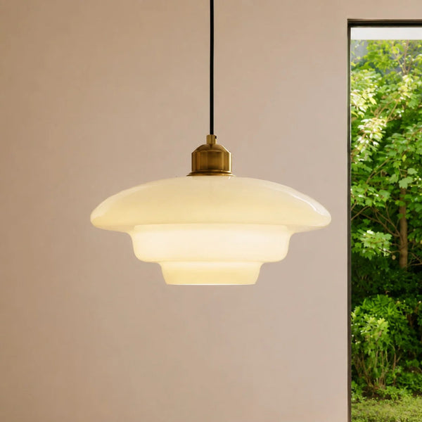 American White Glass Pendant Light for Bedroom