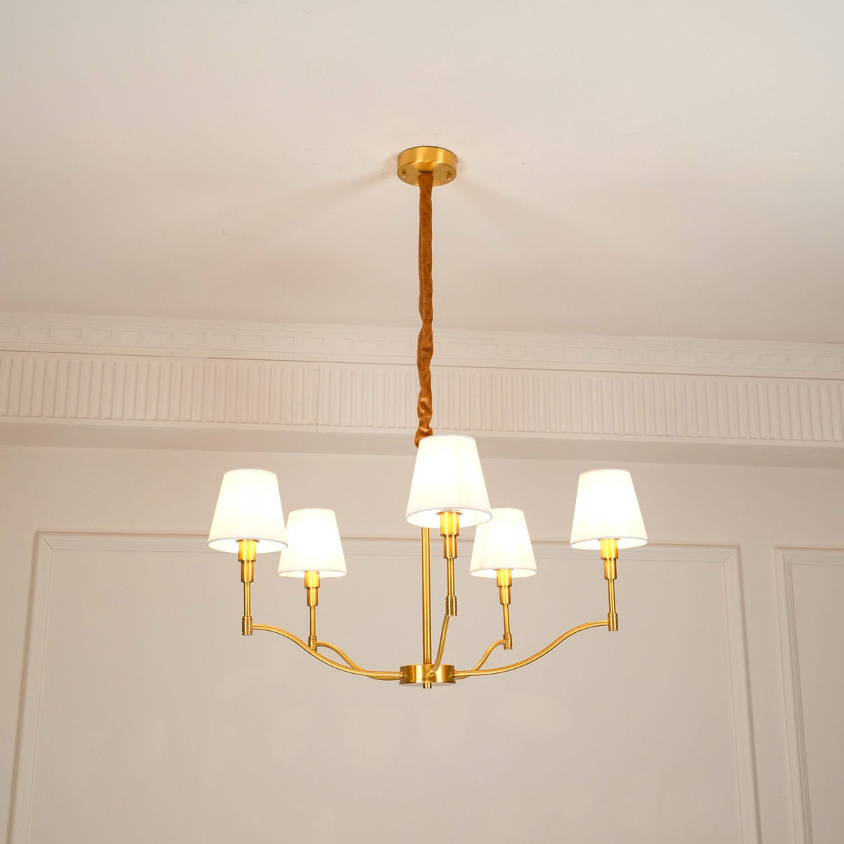 Unfold Vintage Traditional Brass Fabric Chandelier