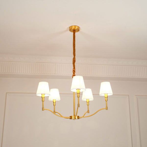 Unfold Vintage Traditional Brass Fabric Chandelier