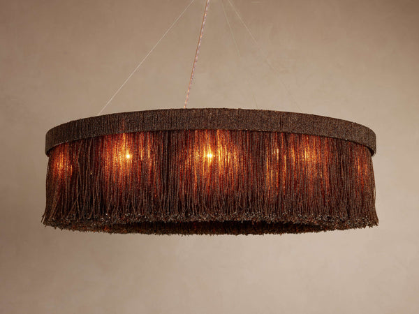 The Halo XII Chandelier | Burgundy Rattan Ring | CLND010