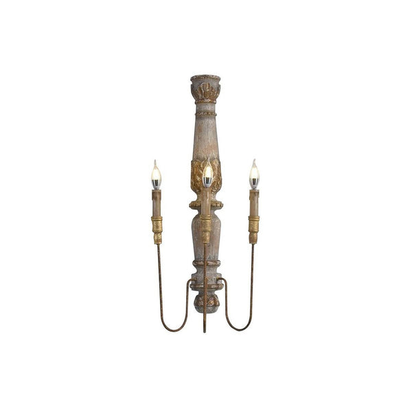 Vevenir Vintage Industrial Candle Wood Wall Lamp