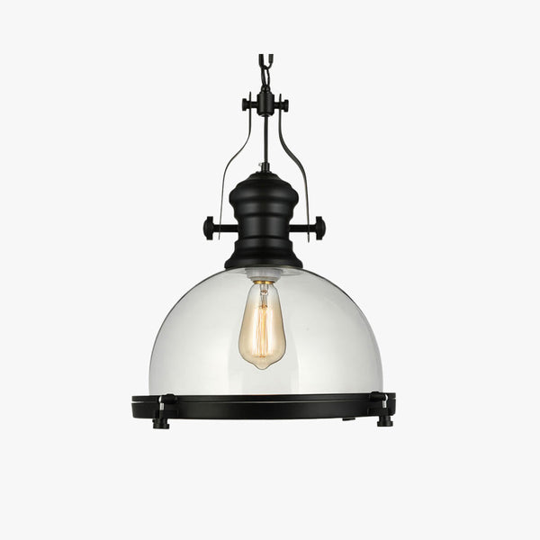 Silva Vintage Hemispherical Glass Pendant Light, Black