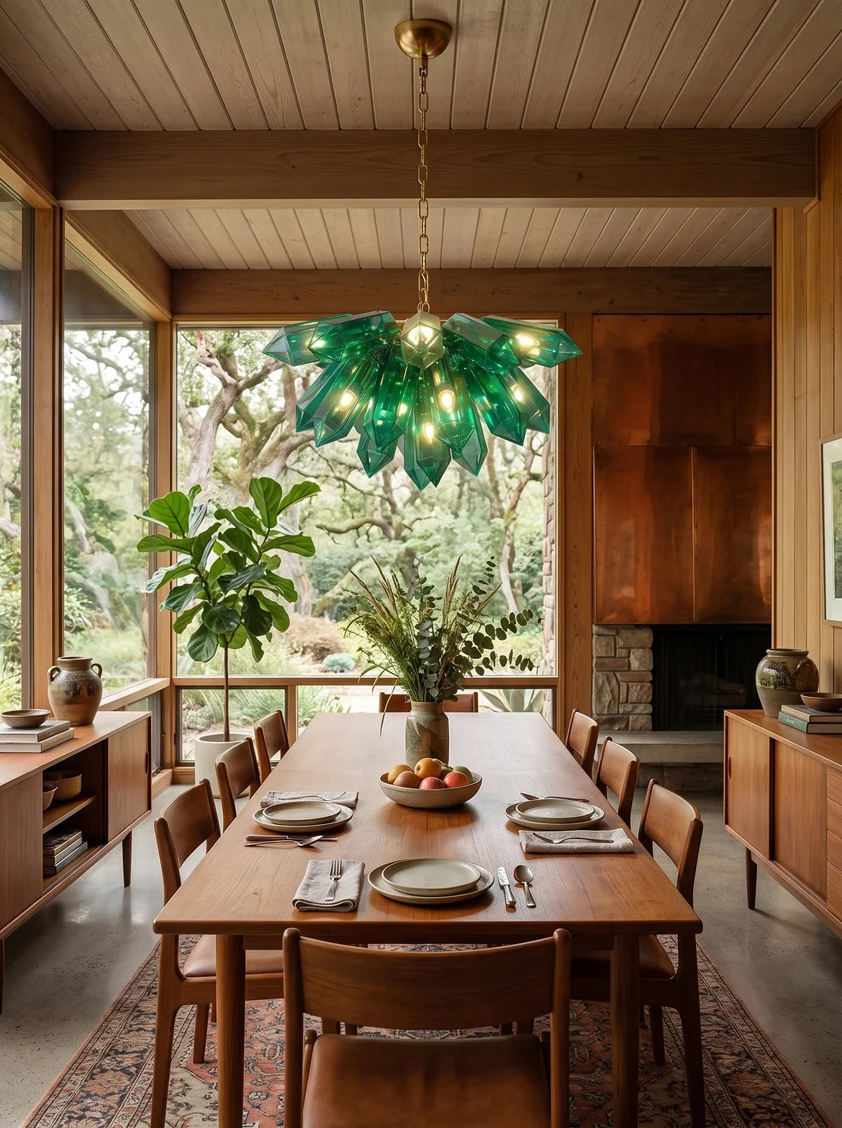 Sylvaine Faceted Green Glass Chandelier